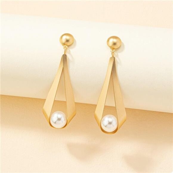 18K Gold-Plated Pearl Drop Earrings - Picture 2 of 4